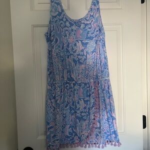 Lilly Pulitzer Blue & Pink Tropical Print Jumpsuit Romper